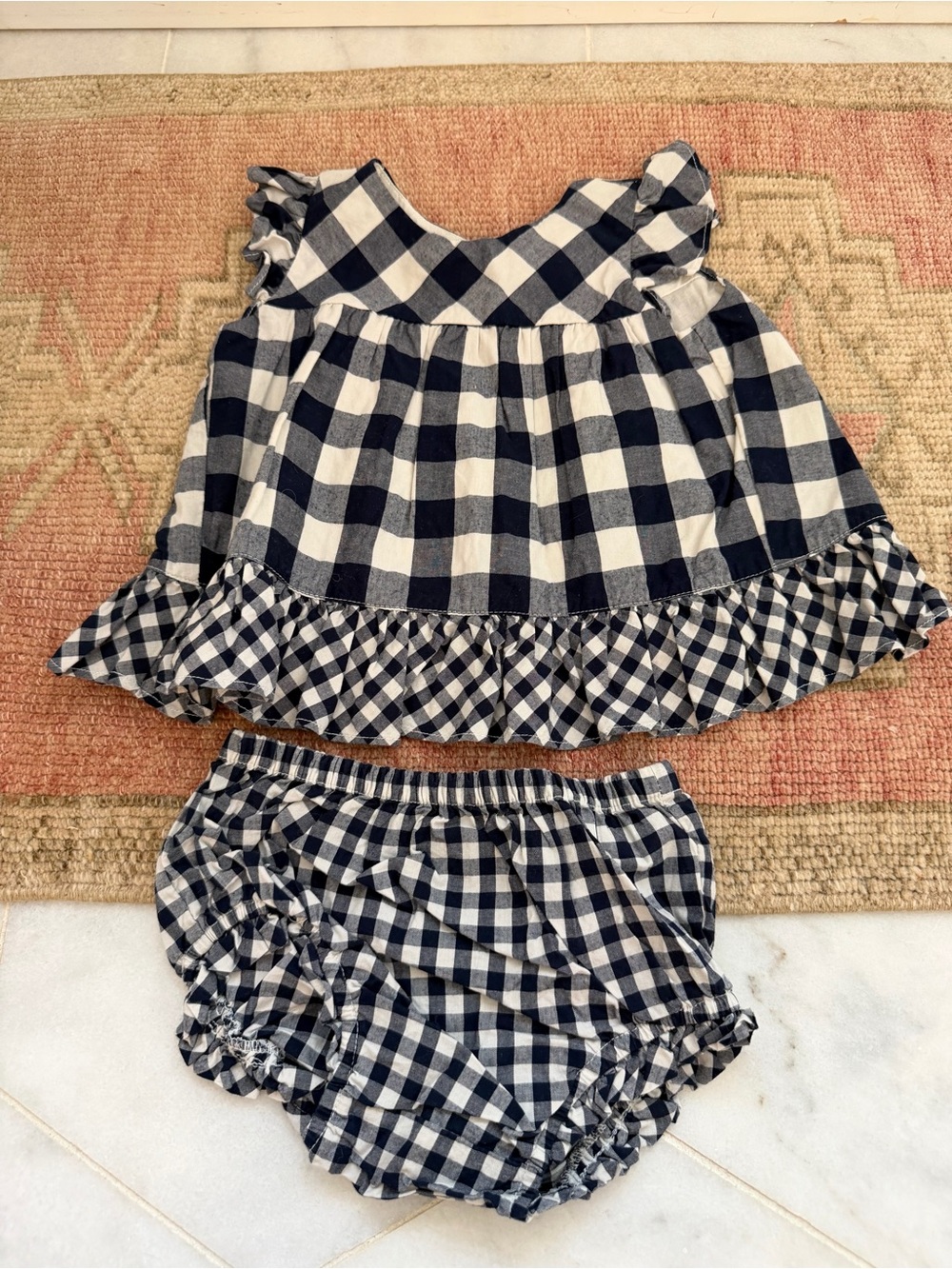 GAP Navy and White Gingham Girls Matching Set